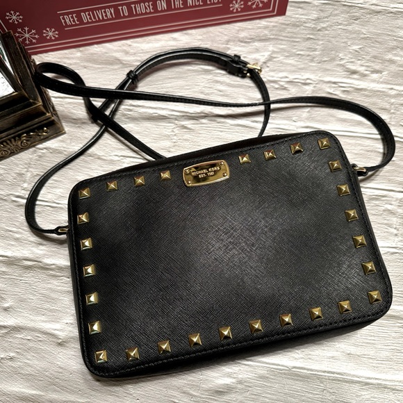 Michael Kors Sandrine Gold Studded Crossbody - Picture 3 of 13